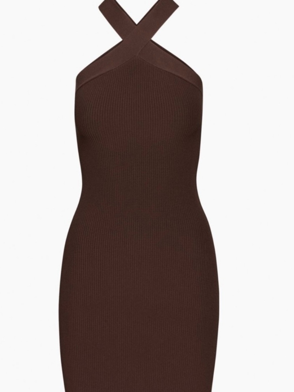 Babaton Ribbed Cross-Neck Bodycon Dress
